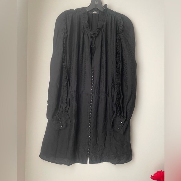 The Kooples Rent The Runway Black Floral Print Silk Dress Size 2 - Picture 2 of 10